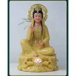 พระโพธิสัตว์กวนอิม ปางนั่งชันเข่าประทับบนดอกบัว งานหินอ่อนคุณภาพสูง ขนาด 12/16/19/26 นิ้ว