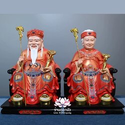 แปะกงแปะม่า ปุนเถ้ากงปุนเถ้าม่า เทพเจ้าที่จีน ปางประทับนั่งบัลลังก์ งานเรซิ่น ขนาด 12/16/19 นิ้ว