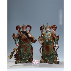 เทพเจ้ากวนอู และพระเวทโพธิสัตว์ (อุ่ยท้อผ่อสัก) ขนาด 14/18/20 นิ้ว สีเขียว