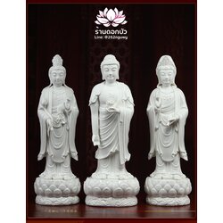 พระพุทธเจ้า (พระยูไล) พระโพธิสัตว์กวนอิม (กวนอิมผ่อสัก) พระมหาสถามปราปต์โพธิสัตว์ (ไต่ซีจี่ผ่อสัก) ขนาด 20 นิ้ว