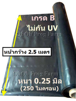 [รุ่นกว้าง 2.5 เมตร] ผ้ายางปูบ่อปลา สีดำ หนา 0.25 มิล เกรด B แบบไม่กัน UV