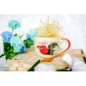 ของชำร่วยงานศพ แก้วตราไก่ 3 นิ้ว มีหูจับ