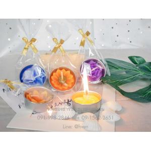 ของชำร่วยงานศพ เทียนหอมอโรม่า รูปดอกไม้