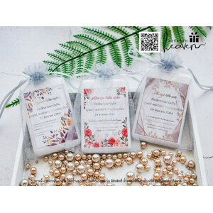 ของชำร่วยงานศพ สเปรย์แอลกอฮอล์ล้างมือ ห่อถุงผ้าไหมแก้ว