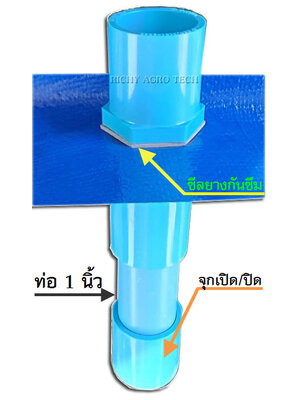 ชุดท่อปล่อยน้ำ(ท่อเดรน) ขนาดท่อ 1 นิ้ว พร้อมซีลยางกันซึมสองด้าน สำหรับ กระชังบก บ่อผ้ายาง และบ่อผ้าใบแท้