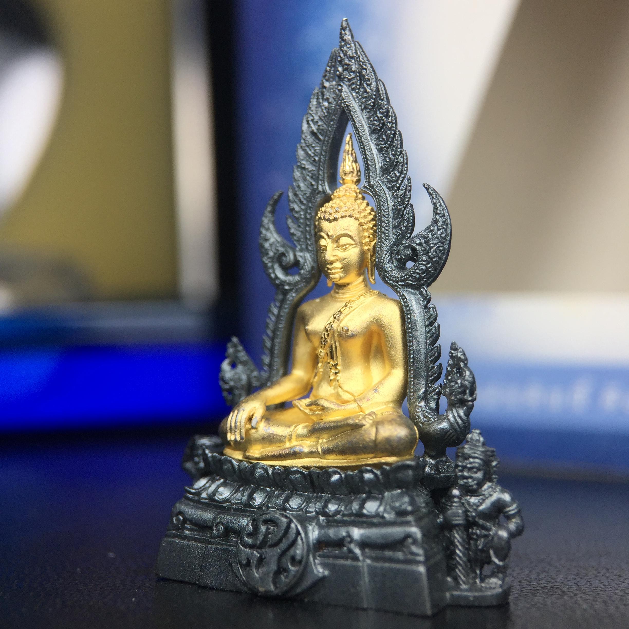 พระพุทธชินราช ภปร. โครงการ เพราะแผ่นดินนี้คือแผ่นดินเกิด เนื้อเงินชุบทองคำซุ้มรมดำ ปี2551 ขนาดหน้าตัก1/2นิ้ว(3.5*2.5 ซม.) (สวยงามหายาก)1ใน 5000 องค์