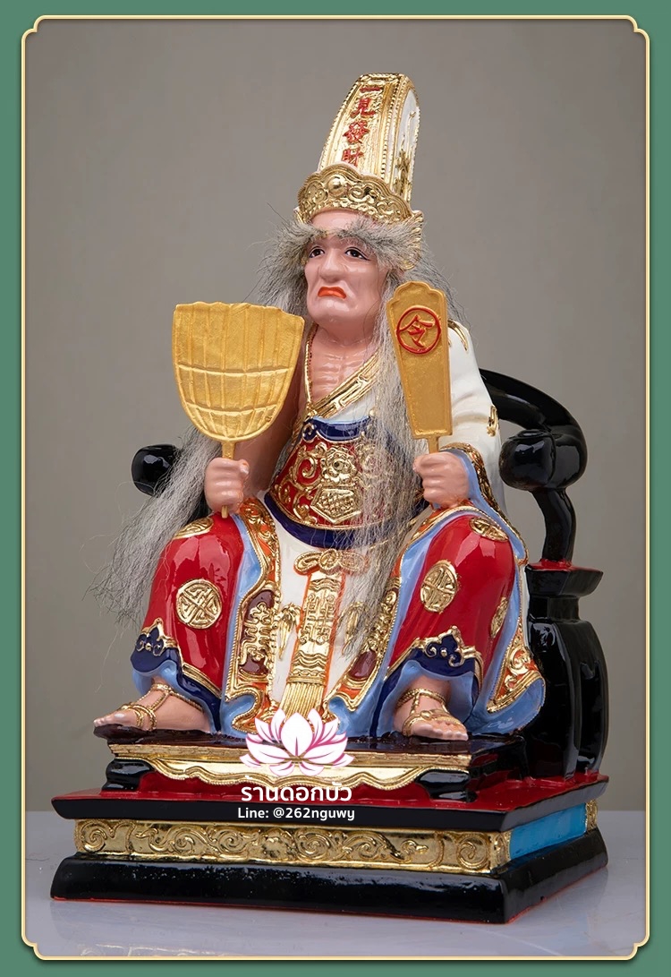 ชิดเอี๋ยโป๊ยเอี๋ย ตั่วแปะหยี่แปะ ยมฑูตขาวดำ ปางนั่งบัลลังก์ งานเรซิ่น ขนาด 12 นิ้ว