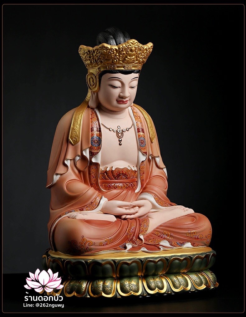 พีลูกวนอิม พระโพธิสัตว์กวนอิมปางสำเร็จธรรม งานช่างฝีมือระดับอาจารย์ วาดลวดลายปิดทอง ขนาด 18 นิ้ว