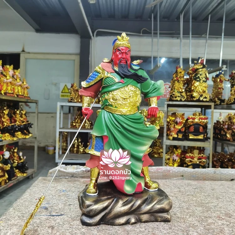 เทพเจ้ากวนอู กวนเต้กุ๊น เฮียบเที้ยนไต่เต่ หรือ กวนเส่งเต้กุ้น ปางออกศึก ประทับยืน ขนาด 12/16/19/26 นิ้ว