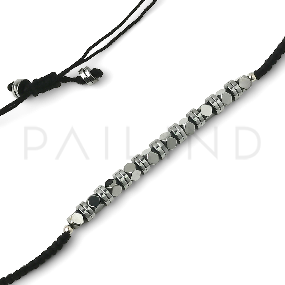 สร้อยข้อมือเชือกถักแฟชั่น พลอย HEMATITE