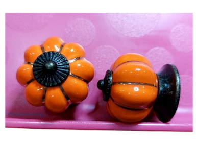 (คู่)ปุ่มจับ มือจับเซรามิก รูปทรงฟักทอง 3.2cm