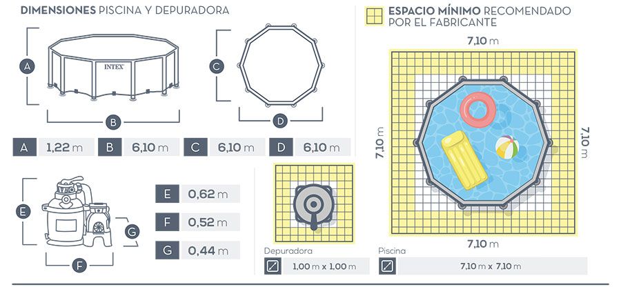 Intex 26334 สระน้ำ 20 ฟุต ขนาด 6.10x1.22 ม. + เครื่องกรองระบบทราย