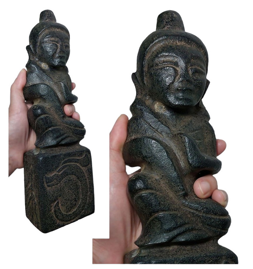 รูปปั้นหินแกะ พระหิน เทวรูปหิน สูง27cm (หินแม่เหล็กดูดติด)