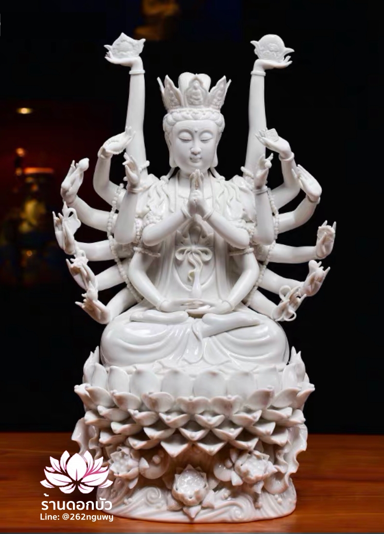 พระโพธิสัตว์กวนอิมพันเนตรพันกร พระแม่กวนอิมพันมือ พระโพธิสัตว์อวโลกิเตศวร 18 กร ปางนั่ง ขนาด 16 นิ้ว