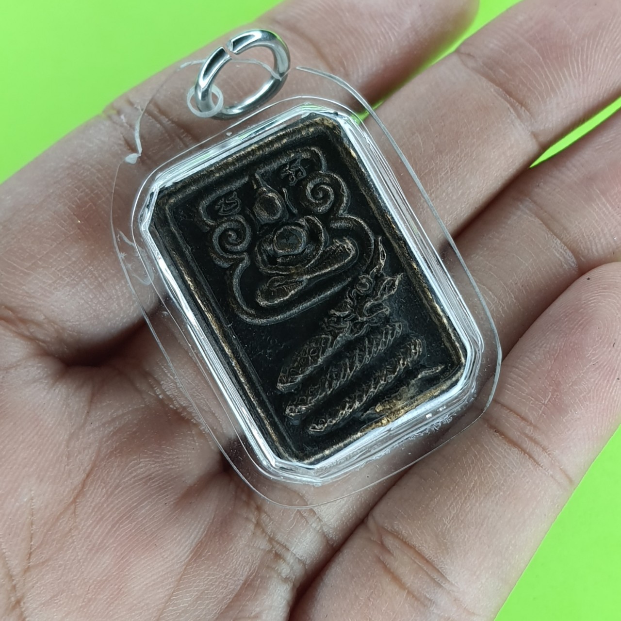 พระเครื่อง พระปางสมาธิ ทรงนาคราช สีดำทำเก่า เลี่ยมกรอบ รุ่น อำนาจ เมตตา แคล้วคลาด ไม่จน พระแท้ พระปางสมาธิแท้ จี้พระปางสมาธิ