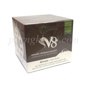ครีมปิดผมขาวแคทเธอรีน V8 สีน้ำตาลเข้ม