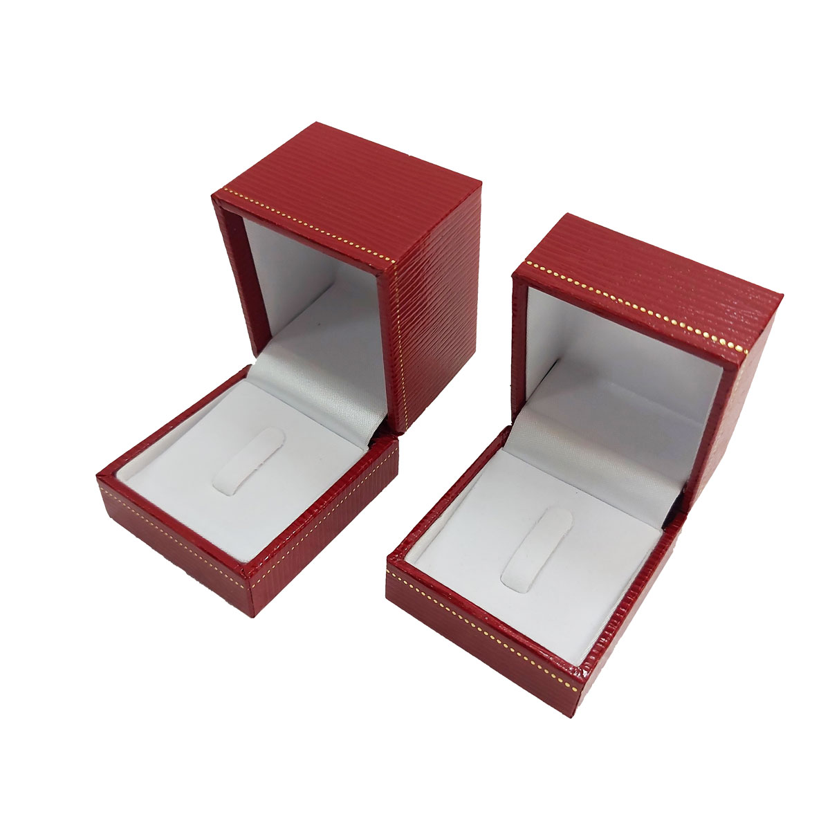 กล่องแหวนหรือต่างหู 2 in 1 สีแดง ด้านในขาว (โหล)