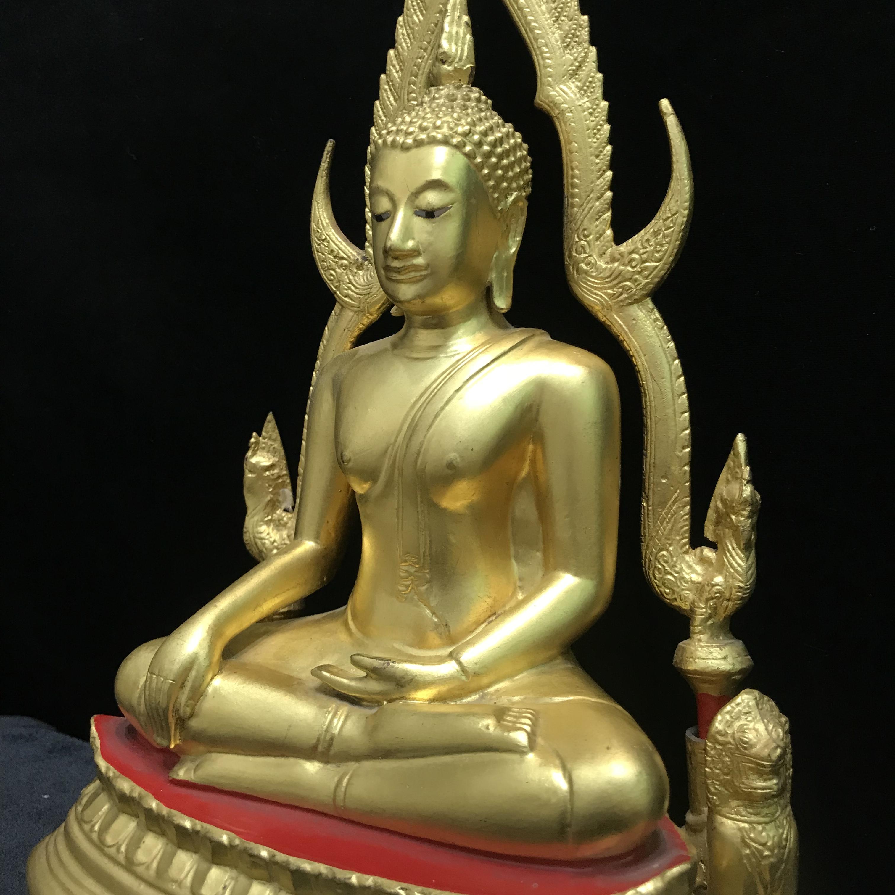 พระพุทธชินราช มวก วัดเบญจมบพิตร ปี 2519 หน้าตัก 5.9 นิ้ว หล่อดินไทย ปิดทองเดิม(ในหลวงรัชกาลที่9และราชินีเสด็จฯเททอง)