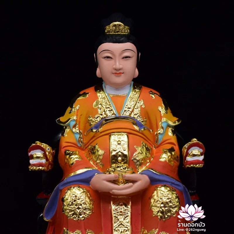 กิมฮั้วเนี่ยเนี้ย กิมฮั้วฮูหยิน เทพดอกไม้ทอง ปางประทับนั่งบัลลังก์มังกร ขนาด 12/16 นิ้ว