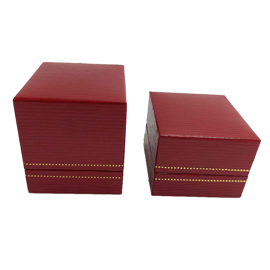กล่องแหวนหรือต่างหู 2 in 1 สีแดง ด้านในขาว (โหล)