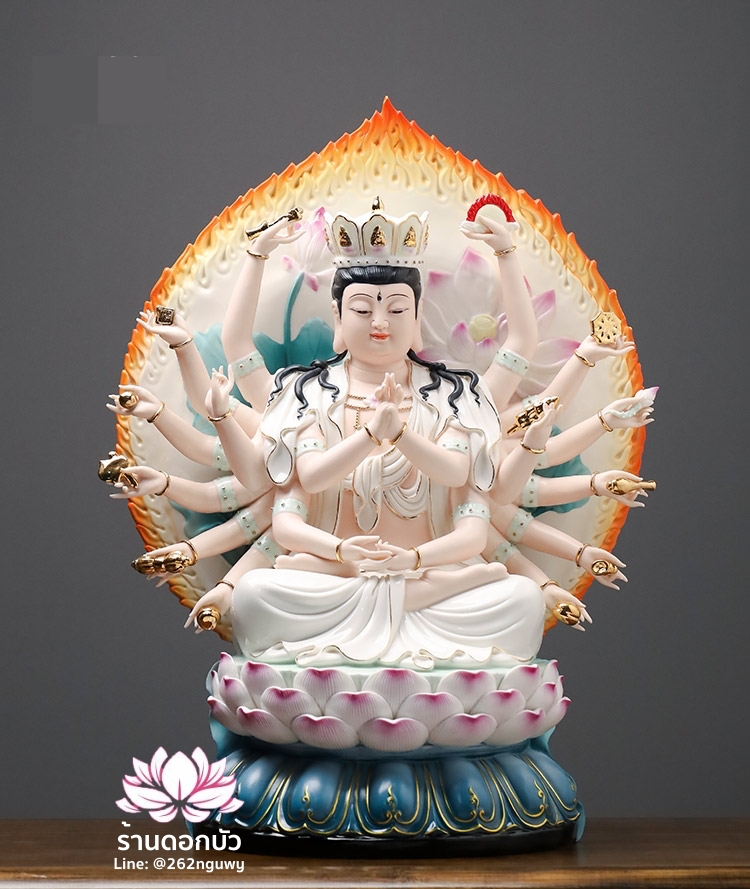 พระโพธิสัตว์กวนอิมพันเนตรพันกร พระแม่กวนอิมพันมือ ปางนั่ง ขนาด 16/18/20 นิ้ว