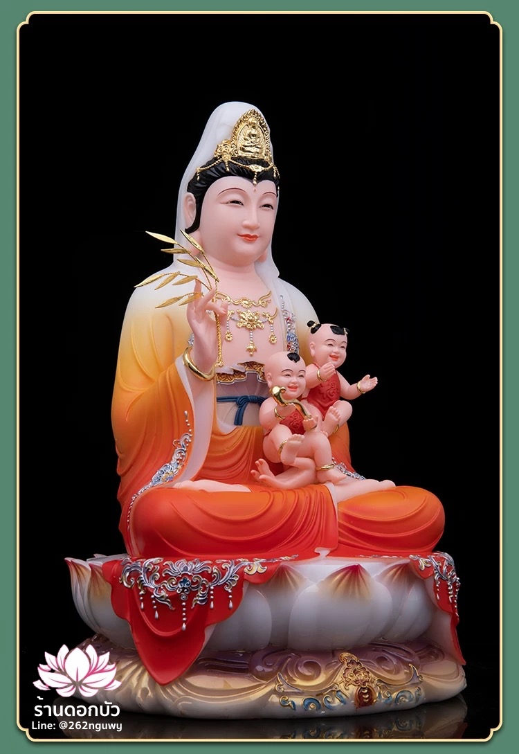 พระโพธิสัตว์กวนอิมปางประทานบุตร พระแม่กวนอิมประทานบุตร งานหินอ่อนคุณภาพสูง ขนาด 12/16/19/26 นิ้ว