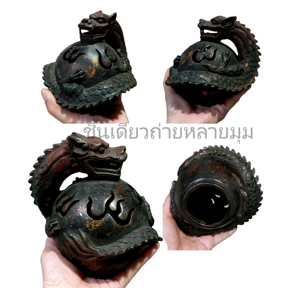 เตากำยาน ของแต่งบ้านสไตล์จีน--มังกรเล่นลูกแก้วหรือลูกไฟ