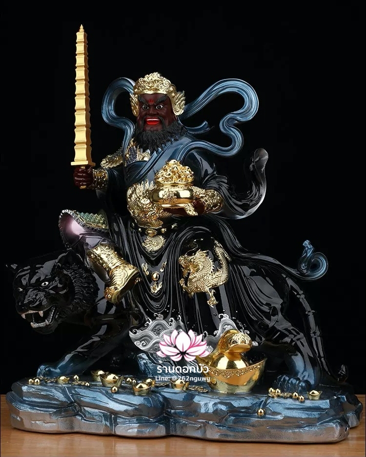 บู๊ไฉ่ซิงเอี๊ย ไฉ่ซิงเอี๊ยปางบู๊ จ้าวกงหมิง ปางประทับนั่งเสือ งานเรซิ่น ขนาด 12/16/19/26 นิ้ว