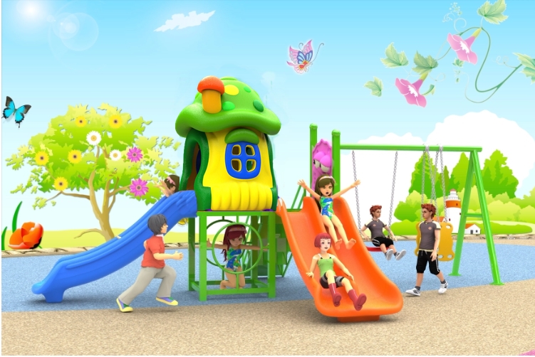 เครื่องเล่นสนามกลางแจ้ง Cartoon House Series ชุดบ้านเห็ดสไลเดอร์