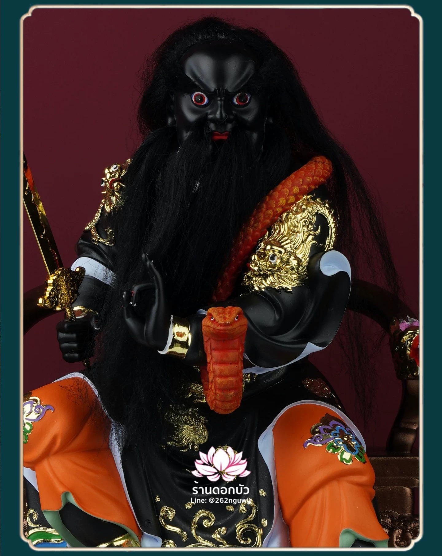 เตียวกงเสงกุ้น ฮวบจู่กง หรือ ฮวดจูกง ปางนั่งบัลลังก์มังกร งานเรซิ่นคุณภาพสูง ขนาด 12/16 นิ้ว