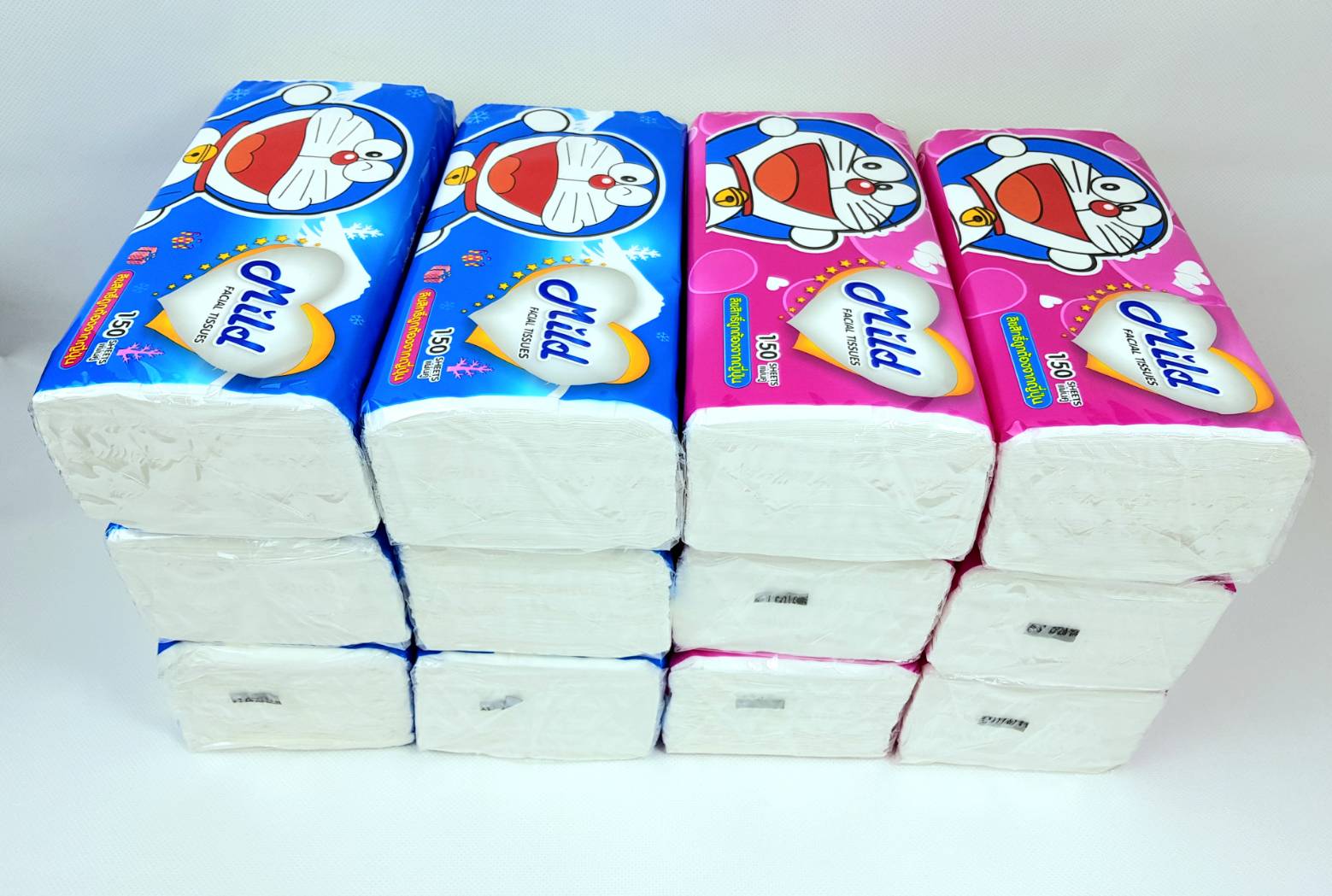 Small Evting กระดาษทิชชู่เช็ดหน้ายกแพ็คสุดคุ้ม!! Mild 150แผ่น/ห่อ (12ห่อ/แพ็ค) ลายโดเรม่อน ลิขสิทธิ์แท้ กระดาษเช็ดหน้ายกแพ็ค