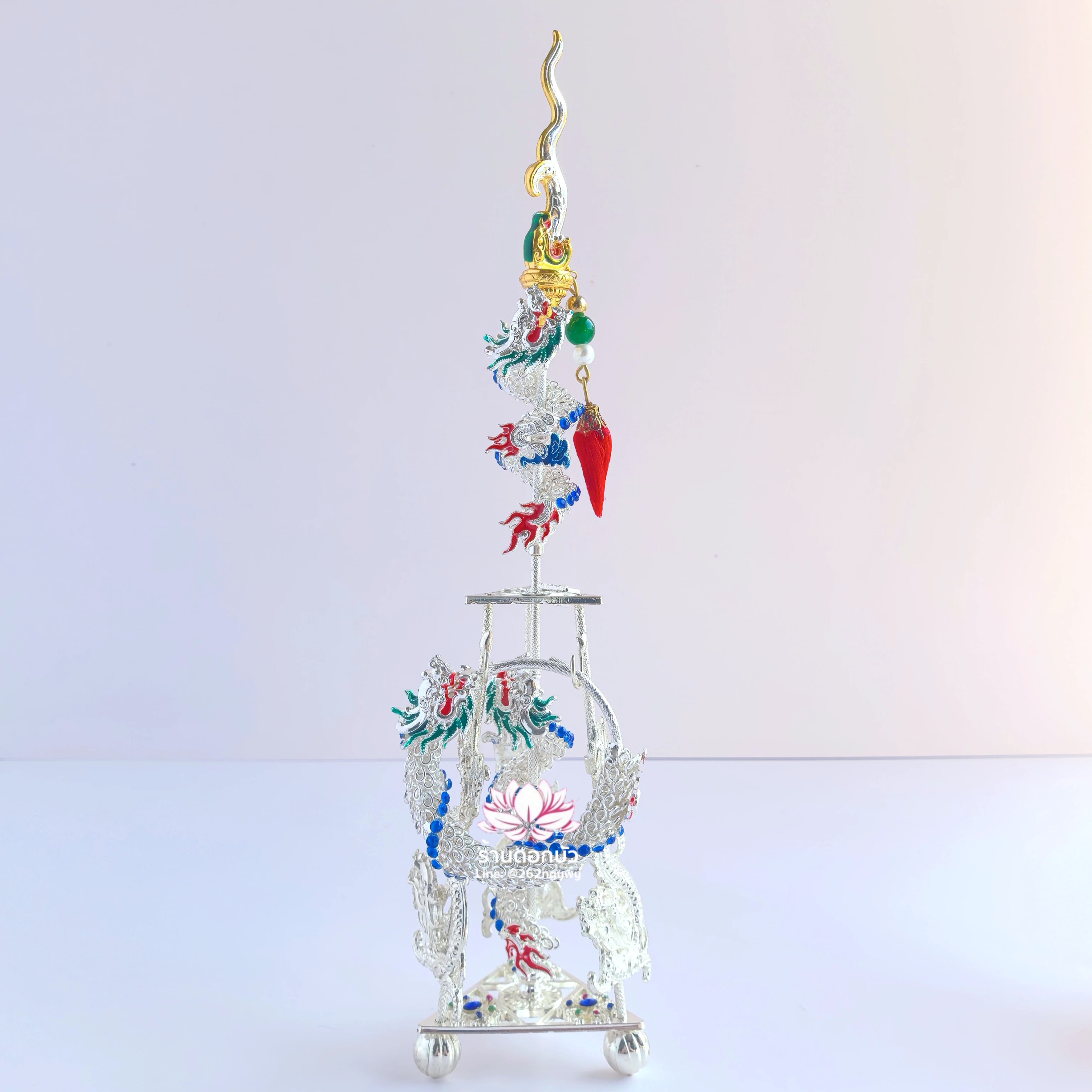 ทวนพร้อมห่วงนาจา สำหรับองค์พระกิมซิ้น อาวุธเทพเจ้านาจา หลี่โล่เฉี้ย จงตั๋นหง่วนโส่ย งานไต้หวันพรีเมียม