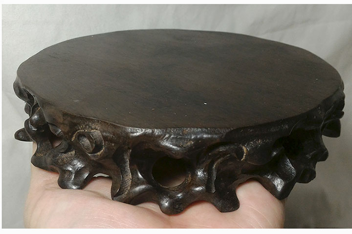 ฐานหรือกี๋ไม้สไตล์จีน ทรงรากไม้ ทรงกลม