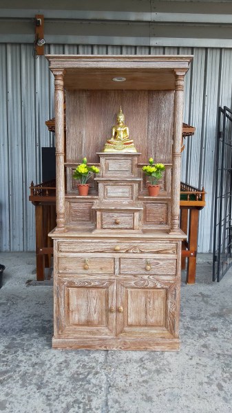 ตู้พระเสากลึง 2 ชั้น สีเสี้ยนขาว