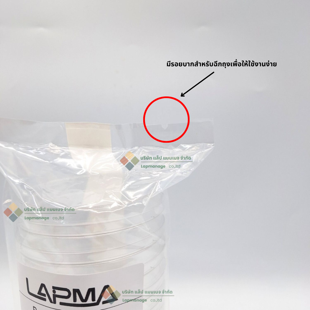 จานเพาะเชื้อ ขนาด 90x15 มม , Petri dish 90x15 mm , พลาสติก LAPMA /แบบแพ็ค