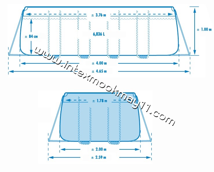 สระน้ำสำเร็จรูป สระน้ำขนาดใหญ่ Intex Prism Frame Pool สระน้ำรุ่นใหม่ ขนาด 13 ฟุต ระบบกรองเกลือ-ทราย ยาว 400 ซม. กว้าง 200 ซม. สูง 100 ซม