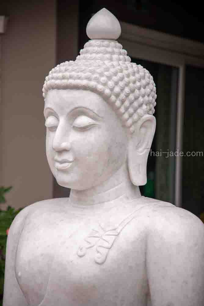 พระปางมารวิชัย หินขาวพม่า ขนาดนิ้ว55นิ้ว