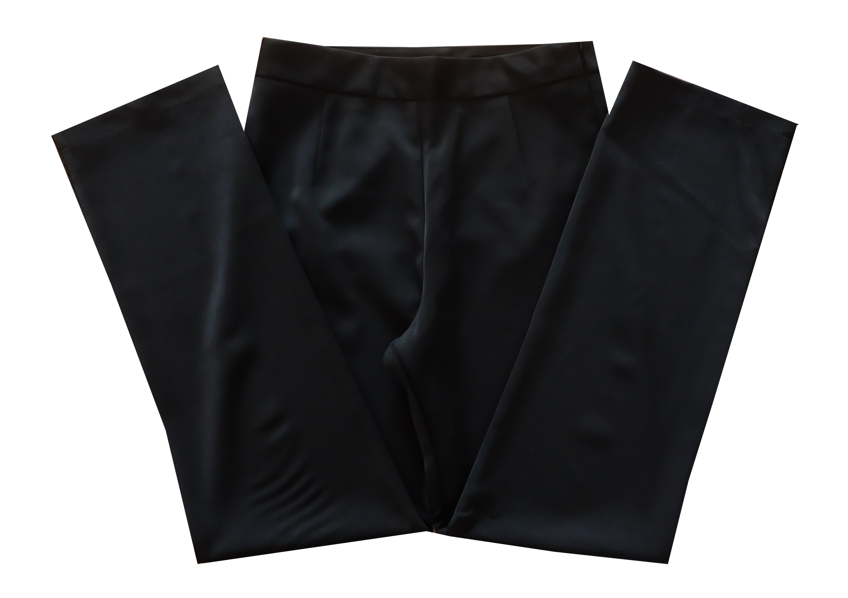 กางเกงขากระบอกเอวสูง ผ้าฮานาโกะ สีดำ Size S M L XL