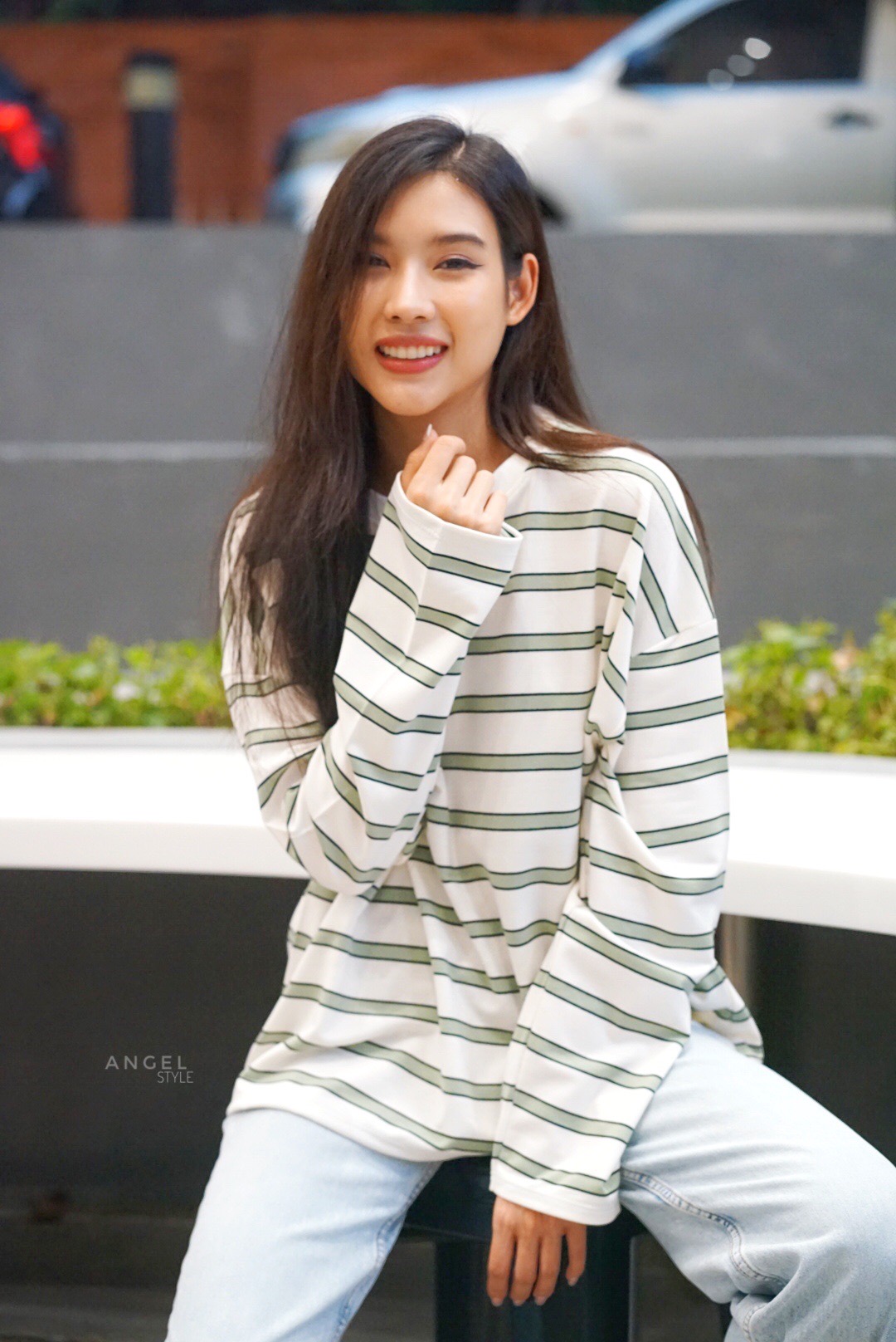 คอกลมริ้วใหญ่แขนยาว