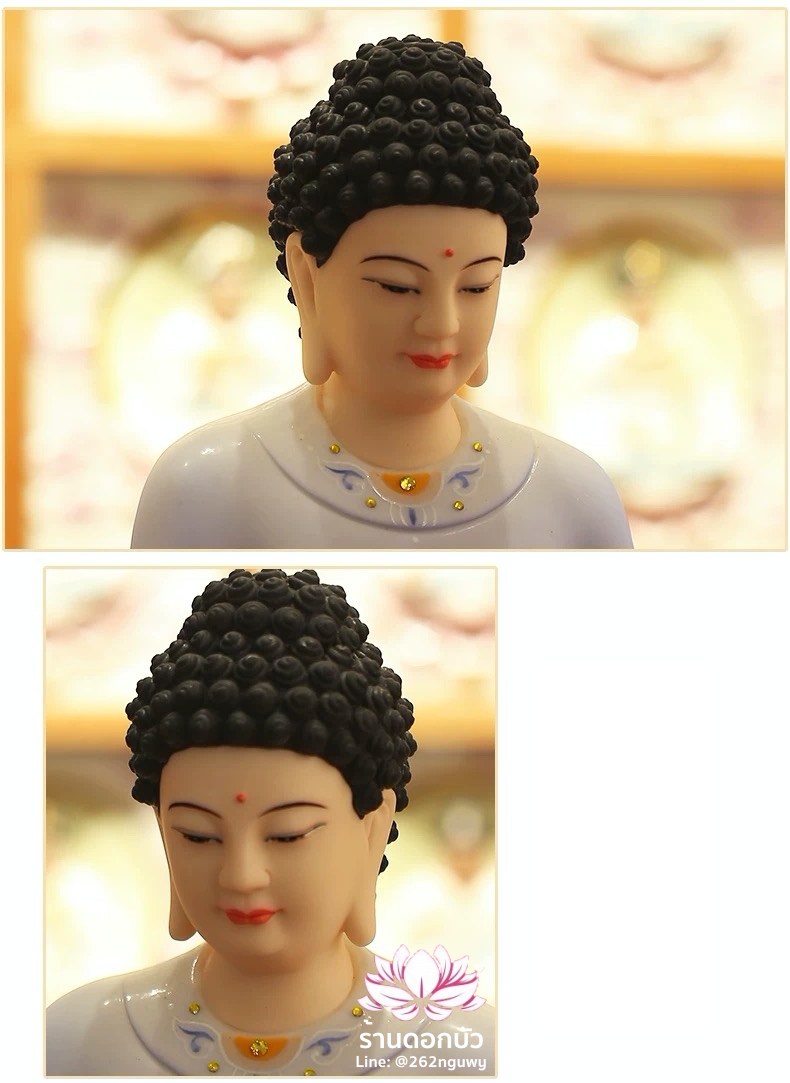 พระพุทธเจ้าและพระอัครสาวก พระมหากัสสปะและพระอานนท์ งานกระเบื้องฮกเกี้ยน ลงสีขลิบทอง