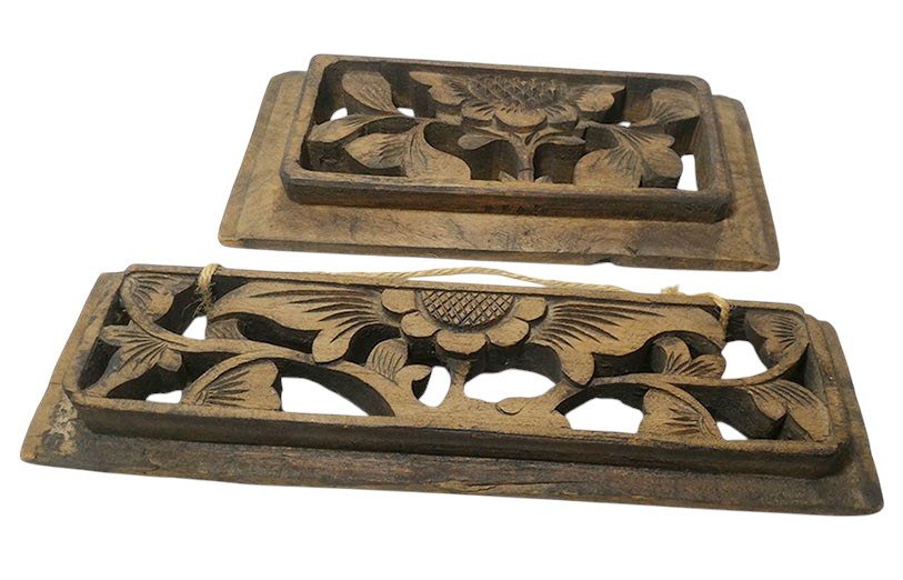 (คู่)ไม้แกะเก่าสไตล์จีน ขนาดเล็ก