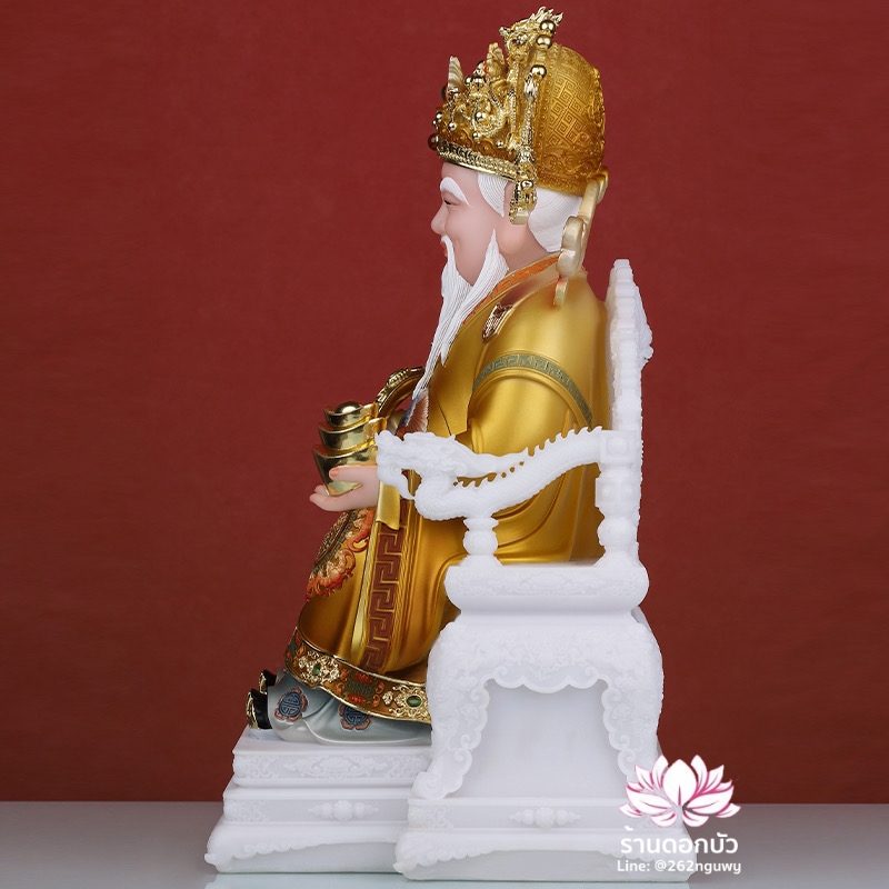 แปะกง ปุนเถ้ากง เทพเจ้าที่จีน ประทับนั่งบัลลังก์มังกร งานผงหยกคุณภาพสูง ขนาด 12/16/19 นิ้ว