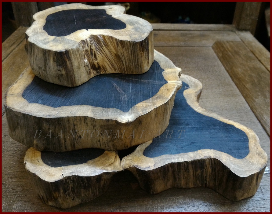 ฐานไม้มะเกลือ(African Ebony) หนา3cm แบบที่2(ตัวอย่าง)