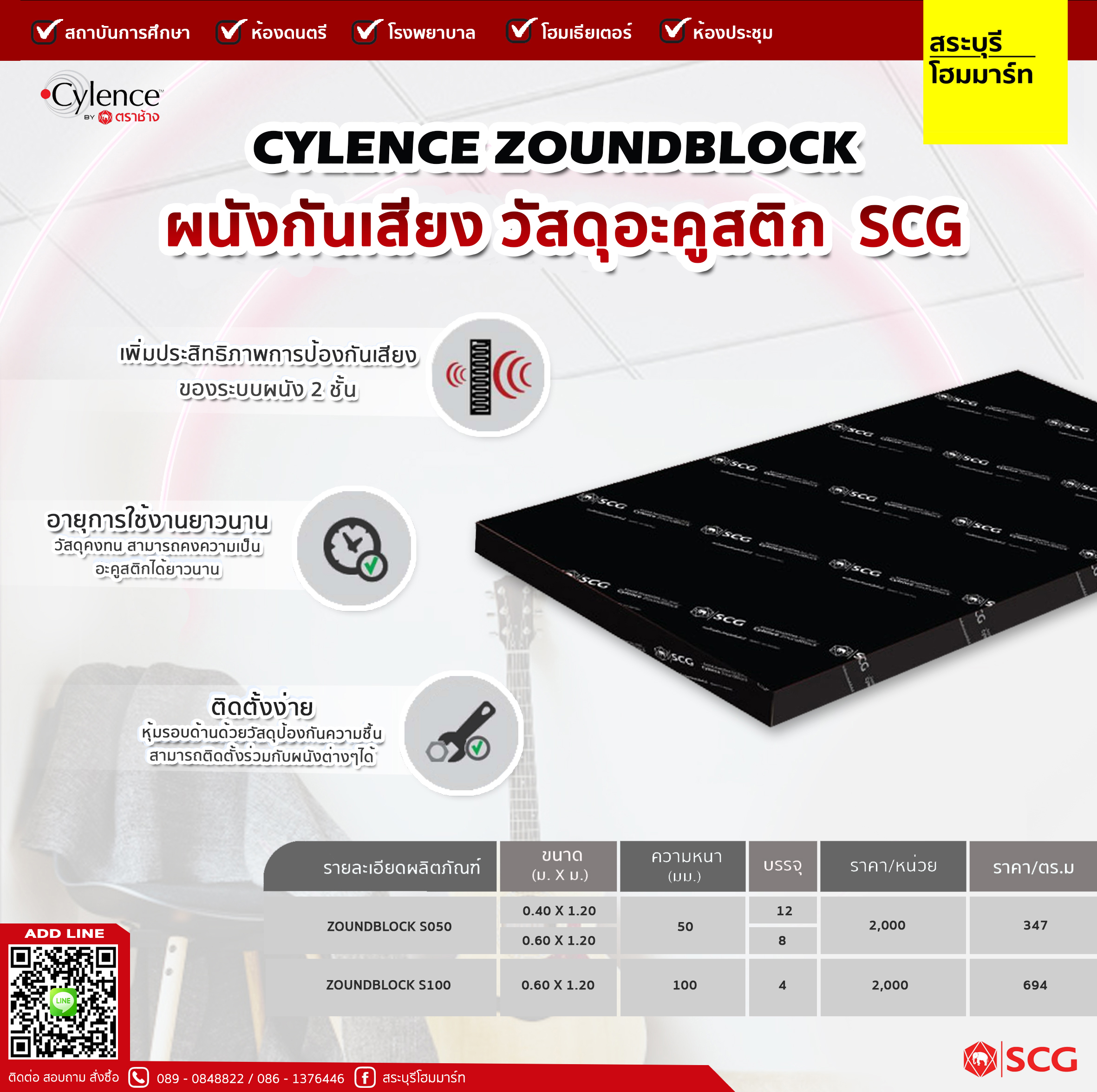 แผ่นกันเสียง เอสซีจี รุ่น CYLENCE ZOUNDBLOCK