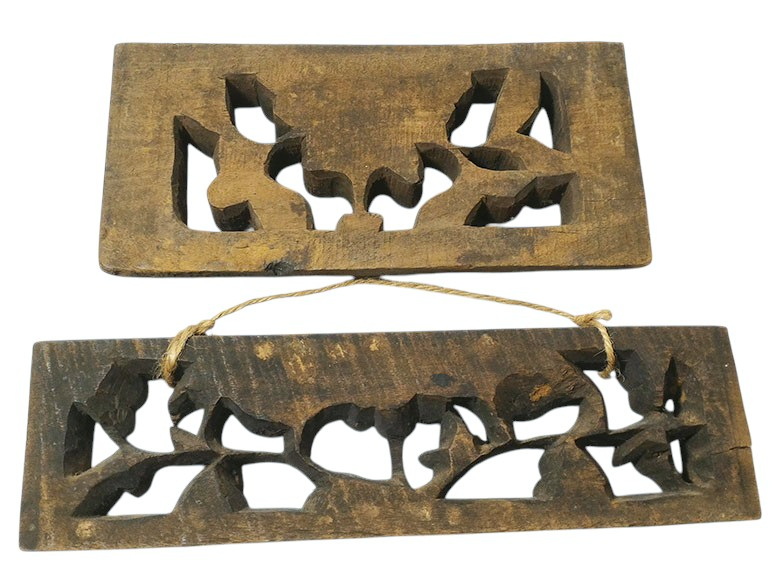 (คู่)ไม้แกะเก่าสไตล์จีน ขนาดเล็ก