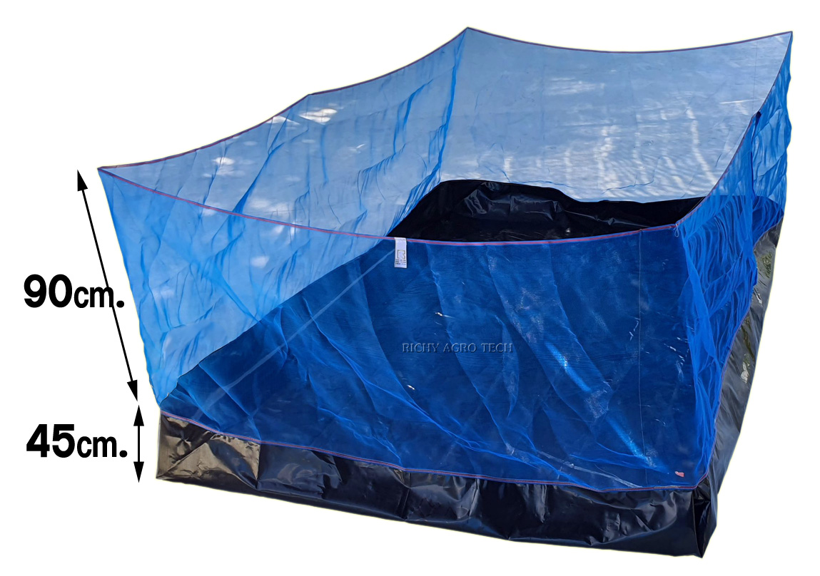 กระชังบก กระชังเลี้ยงปลา รุ่นผ้ายาง Ldpe สีดำ กัน UV แบบยกขอบ 45 ซม. หนา 0.30มิล(เน้นดี+ทน)