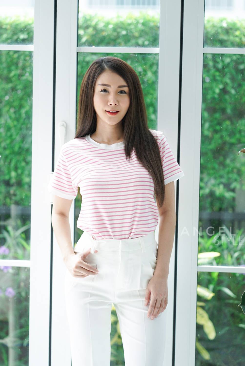 ริ้วจั้มแขนสั้น