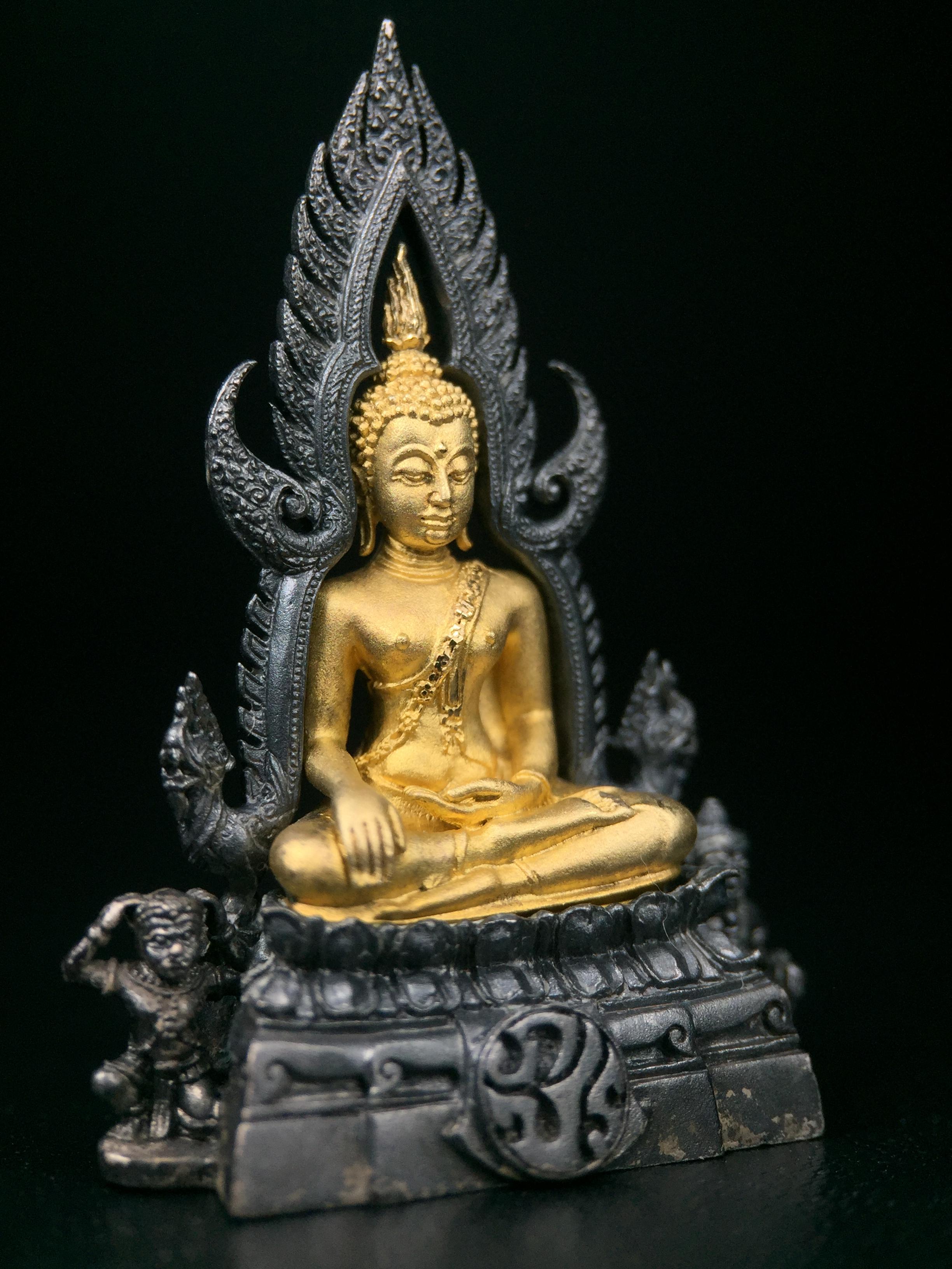 พระพุทธชินราช ภปร. โครงการ เพราะแผ่นดินนี้คือแผ่นดินเกิด เนื้อเงินชุบทองคำซุ้มรมดำ ปี2551 ขนาดหน้าตัก1/2นิ้ว(3.5*2.5 ซม.) (สวยงามหายาก)1ใน 5000 องค์