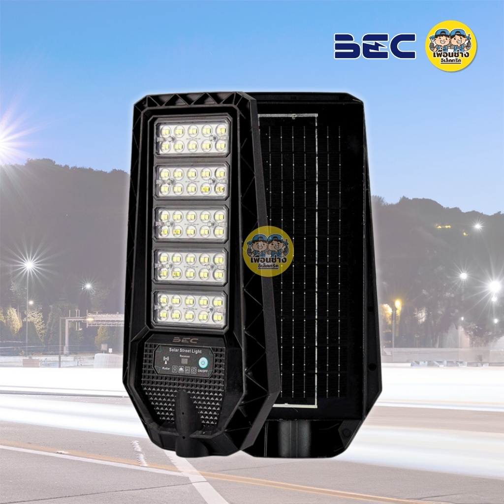 BEC โคมถนน LED โซล่าเซลล์ รุ่น OXFORD 100w แสงขาว 6500K Street light โคมไฟถนน