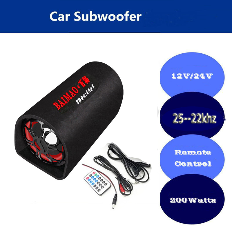 BAIMAO 6 5นิ้ว12V 220V รถเสียง Hifi แบบพกพา200W Bluetooth ซับวูฟเฟอร์